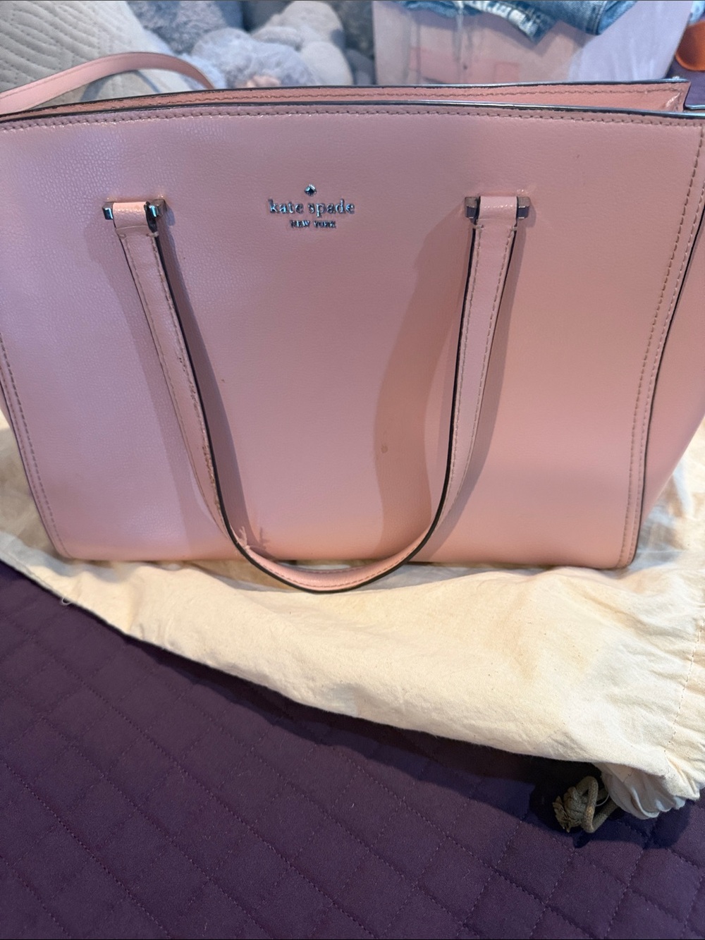 kate spade Blush Pink Leather Tote with Top Handles